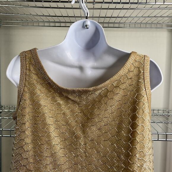 Vintage Phil‎ Rose Of California Gold Metallic Tank Top Cardigan Set Est. Size L - Picture 10 of 16